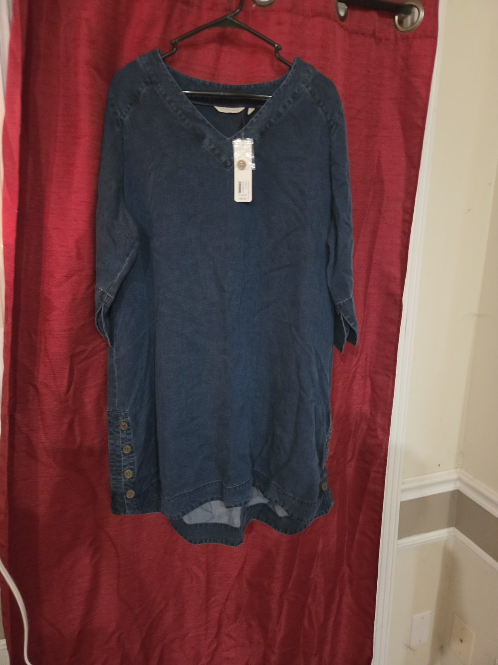 Soft Surroundings Indigo V-Neck High-Low Tunic Dress